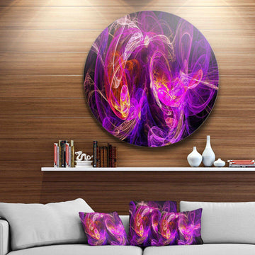 Colored Smoke Blue Purple - Abstract Round Metal Wall Art